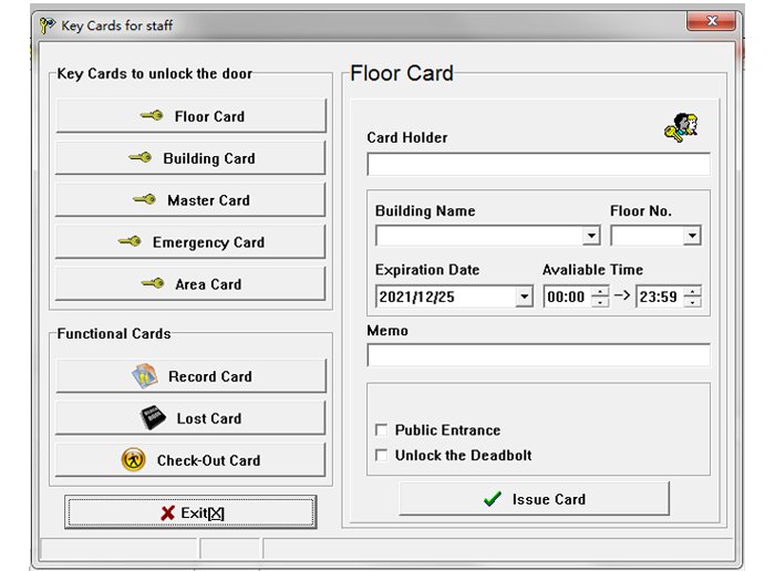 RF Card Lock Management System Function Cards