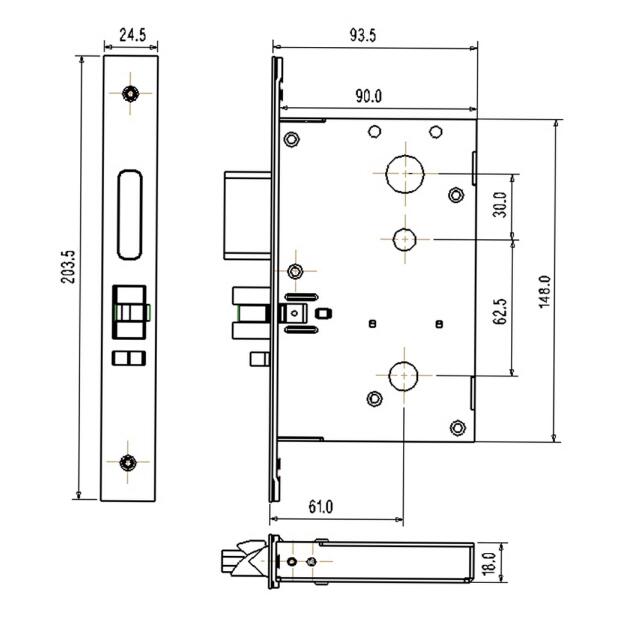 3# Mortise Lock Size