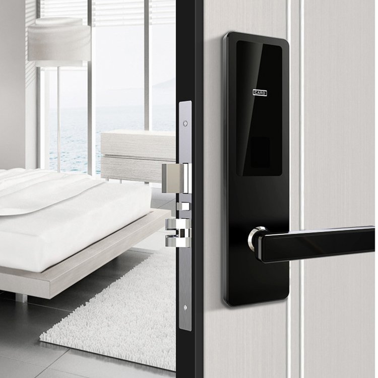 Stainless Steel Silver Hotel Room Lock Install On Door