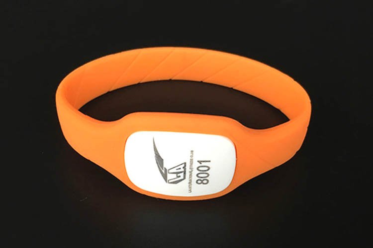 Waterproof Silicone RFID Wristband Cabinet Lock Key RFID Wristband Bracelet Orange