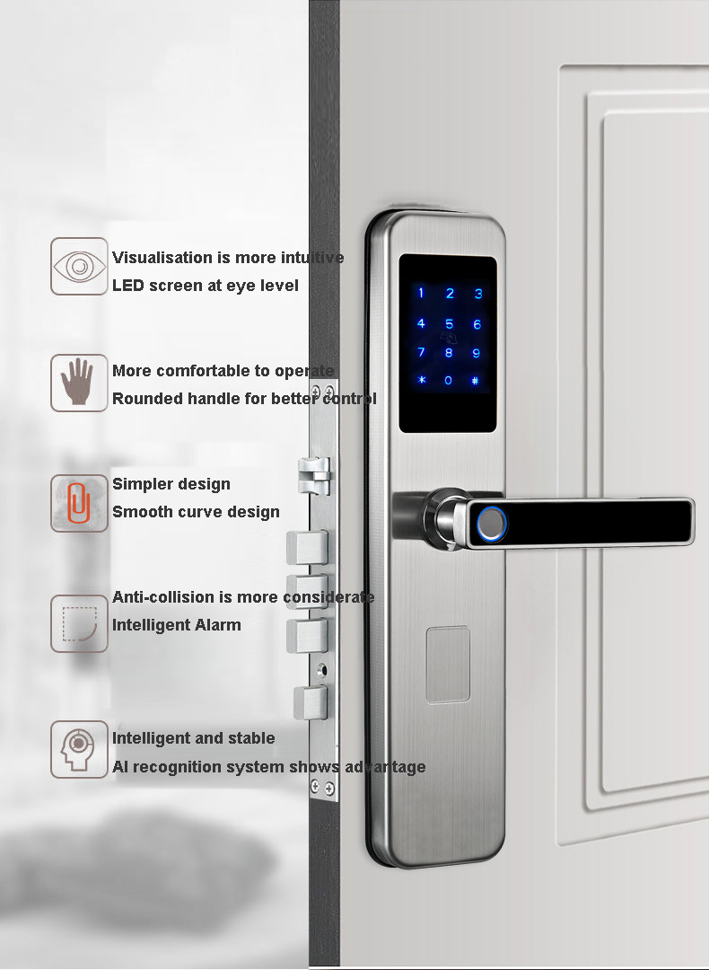 Double Sided Smart Lock with Fingerprint and Keypad