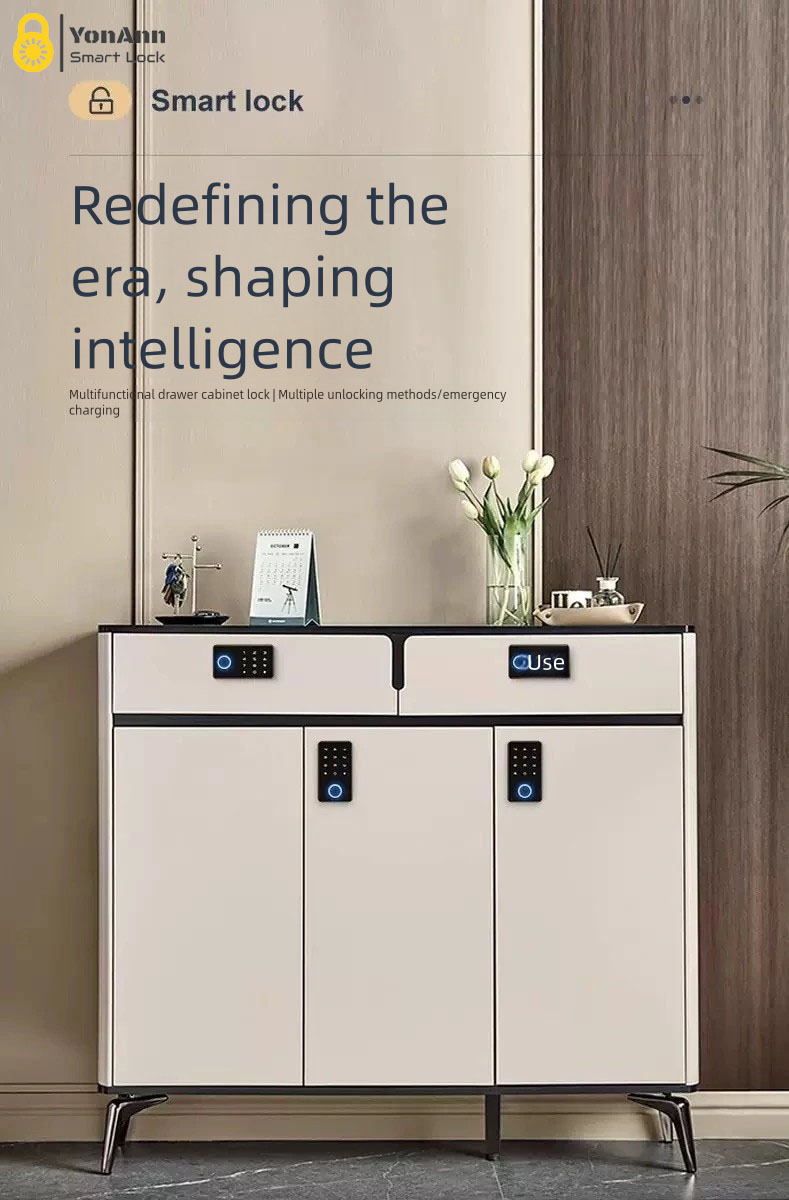 Cerradura inteligente para armarios Tuya con lector de huellas dactilares: control mediante aplicación, contraseña, NFC y desbloqueo multiacceso.