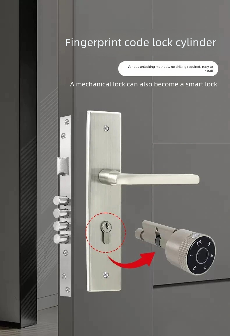 Keyless Tuya Smart Lock Cylinder with Fingerprint, App, Temporary Code & Card Access
