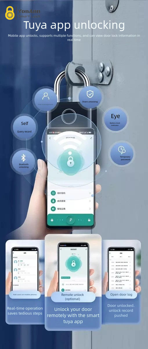 High-Security Tuya Smart Weatherproof Lock Tuya Waterproof Padlock