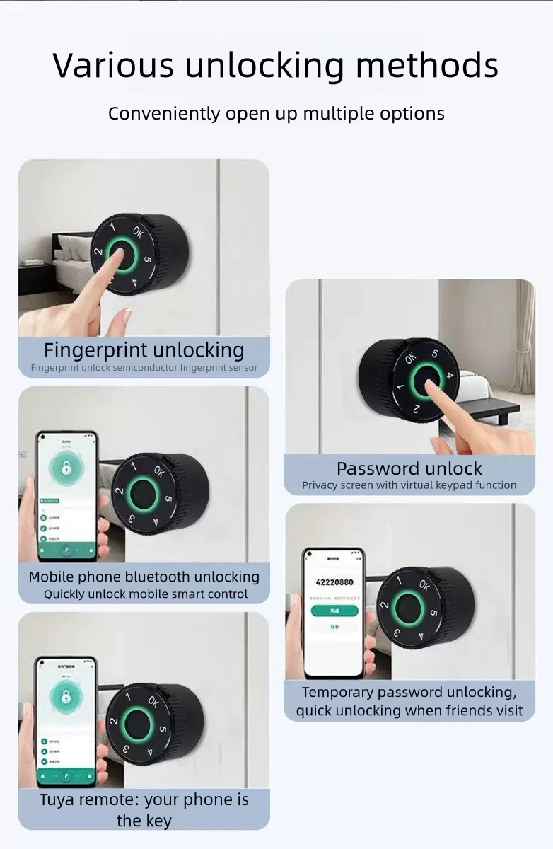 Keyless Tuya Smart Lock Cylinder with Fingerprint, App, Temporary Code & Card Access