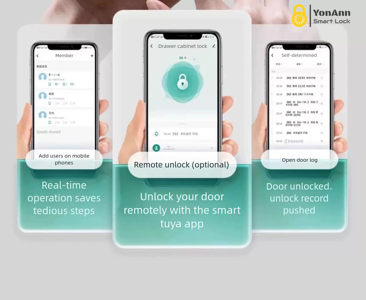 Cerradura inteligente para armarios con aplicación Tuya | Huella dactilar + Bluetooth + RFID