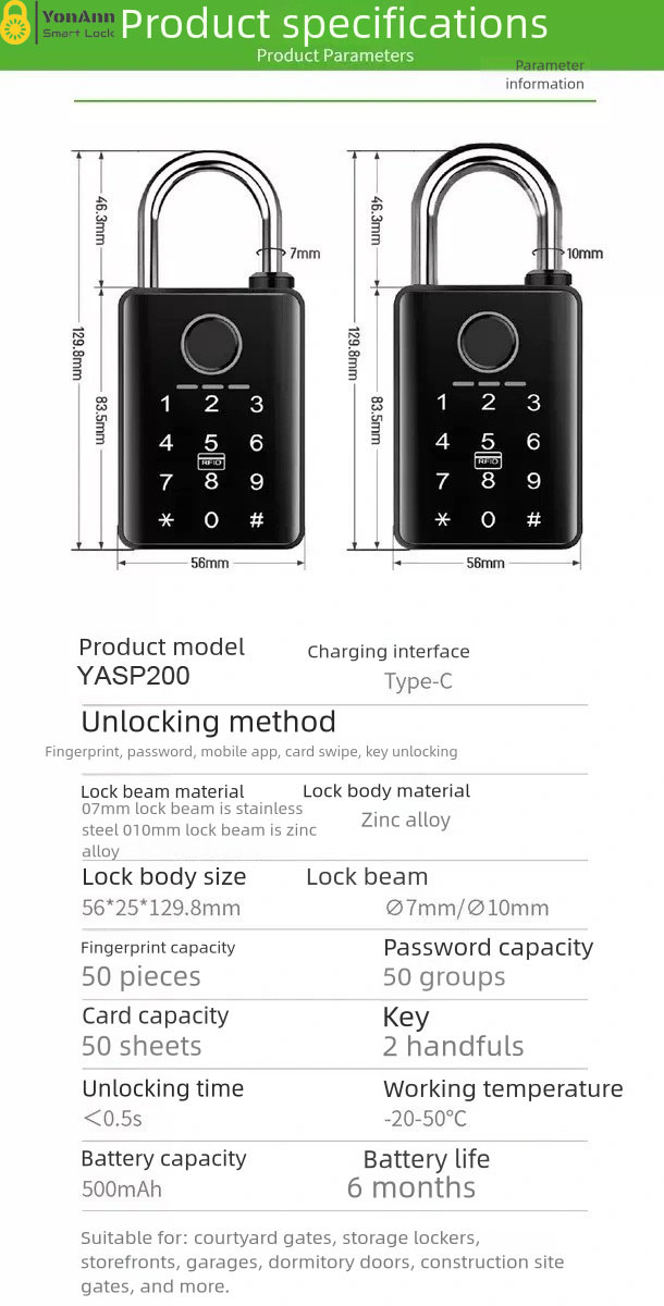 High-Security Tuya Smart Weatherproof Lock Tuya Waterproof Padlock
