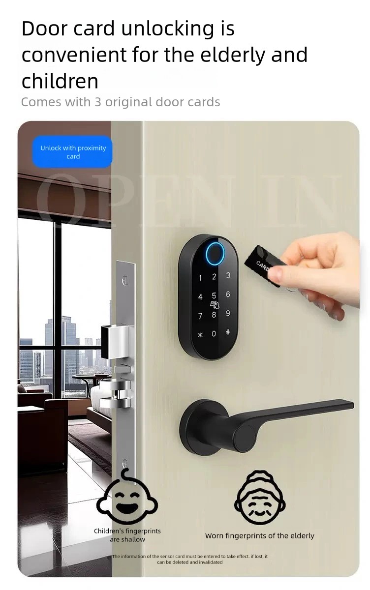 Cerradura de puerta inteligente con huella dactilar dividida para hotel
