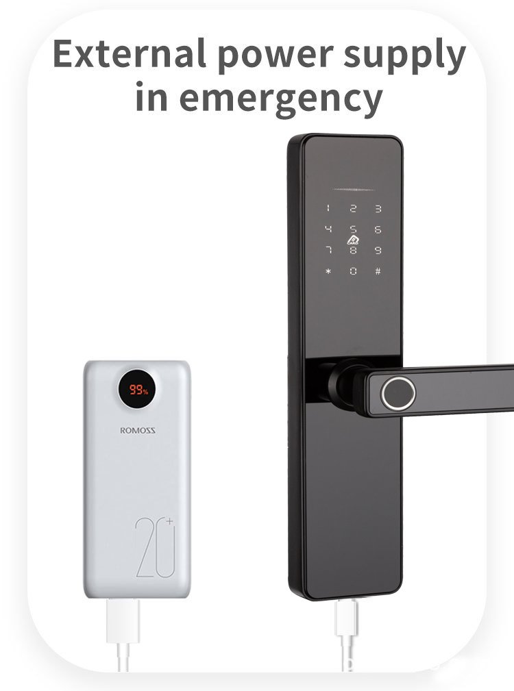 قفل ذكي من الفولاذ المقاوم للصدأ ببصمة الإصبع وواي فاي لباب الشقة وبطاقة RFID ومفتاح مع كلمة مرور TTLock مزود بطاقة إضافية