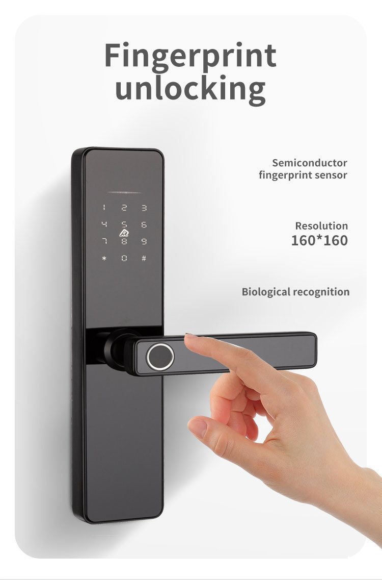 قفل ذكي من الفولاذ المقاوم للصدأ ببصمة الإصبع وواي فاي لباب الشقة وبطاقة RFID ومفتاح مع كلمة مرور TTLock لفتح بصمة الإصبع
