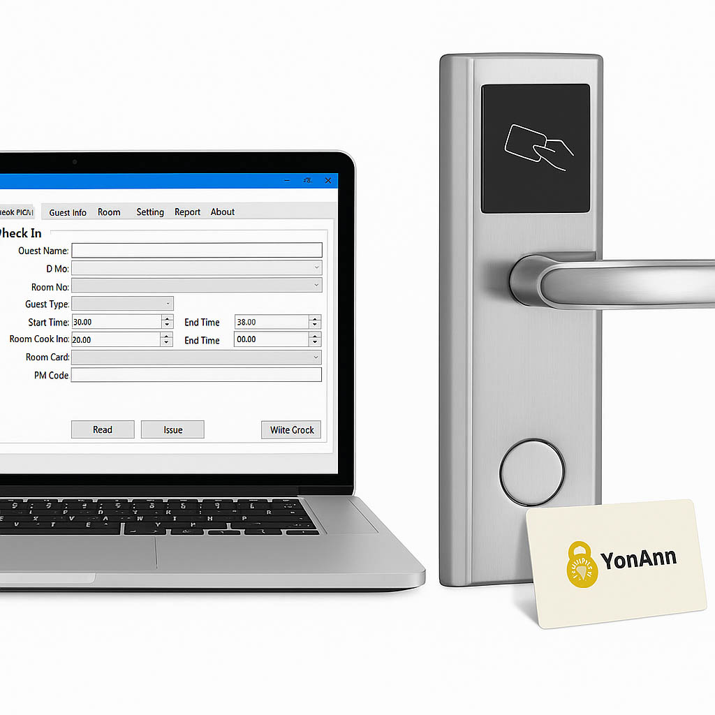 hotel lock with software and key