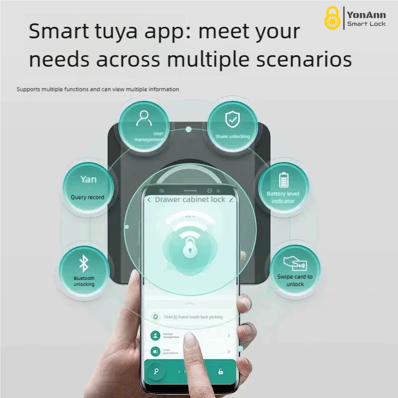 Cerradura inteligente para armarios con aplicación Tuya | Huella dactilar + Bluetooth + RFID
