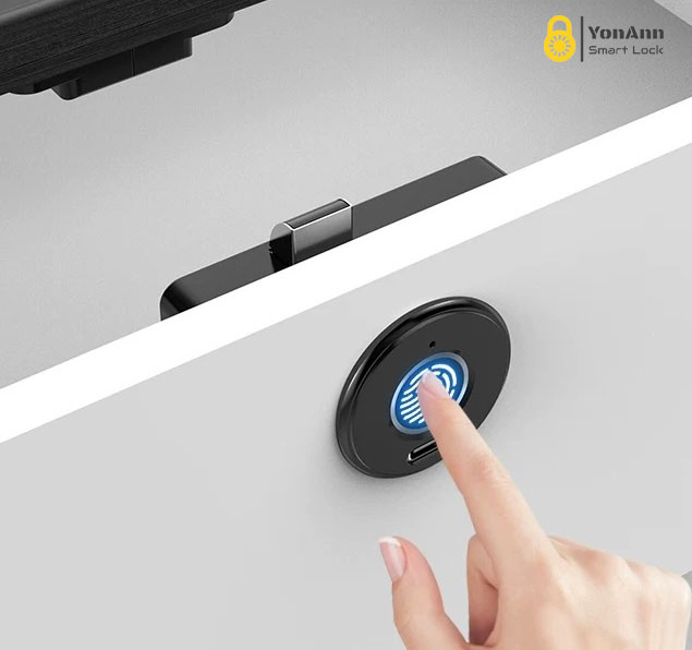 Cerradura de armario con lector de huellas dactilares compatible con Tuya | Desbloqueo multimodo, alimentación de emergencia tipo C