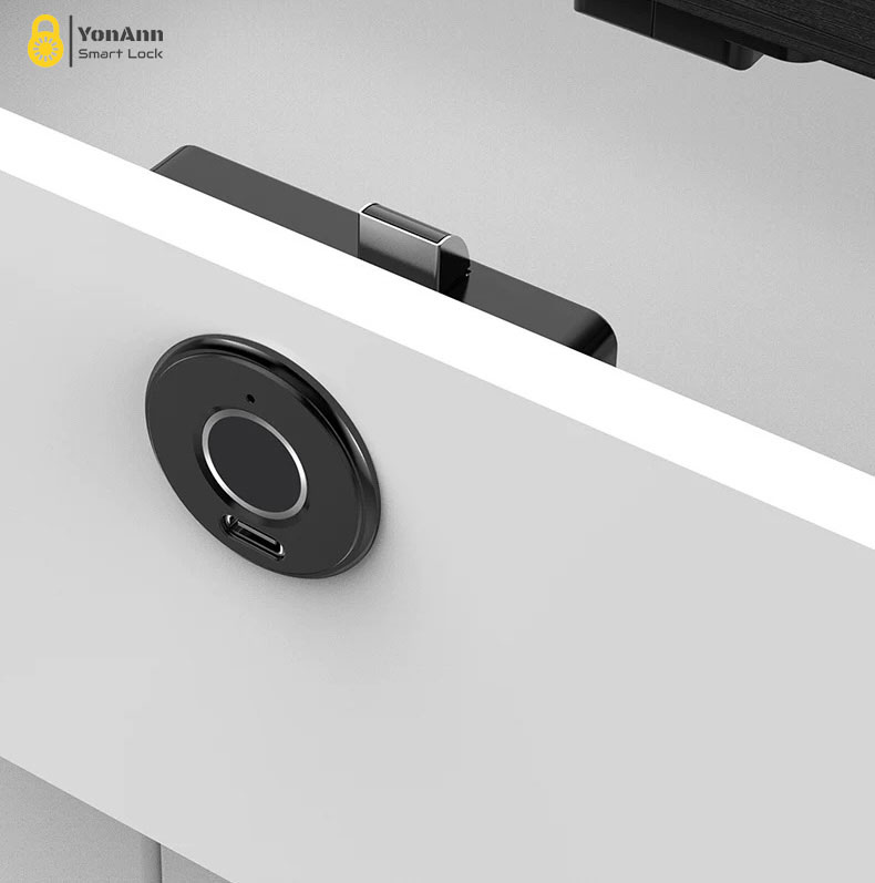 Cerradura de armario con lector de huellas dactilares compatible con Tuya | Desbloqueo multimodo, alimentación de emergencia tipo C