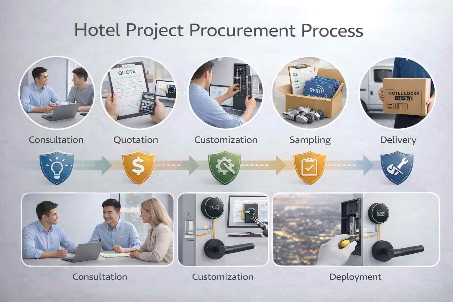 Hotel project procurement process infographic