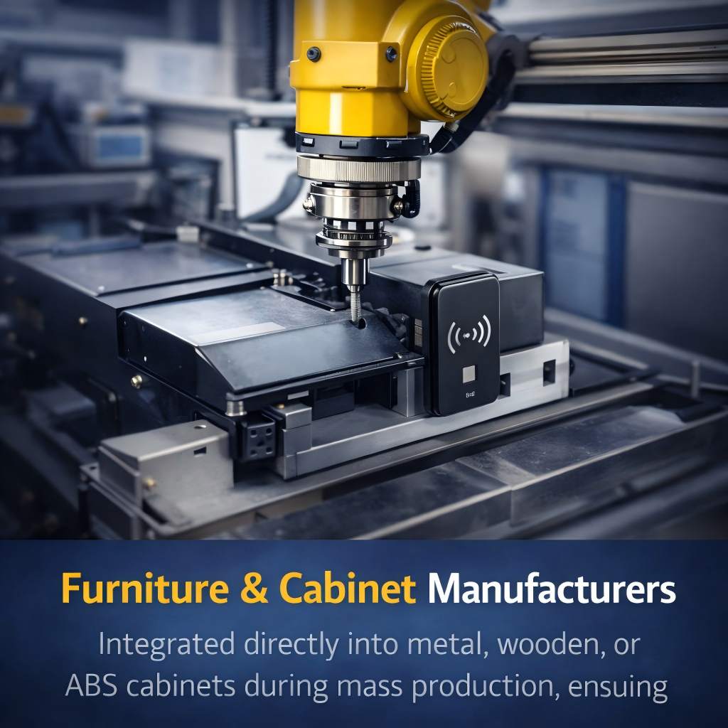 Robotic arm installing RFID lock