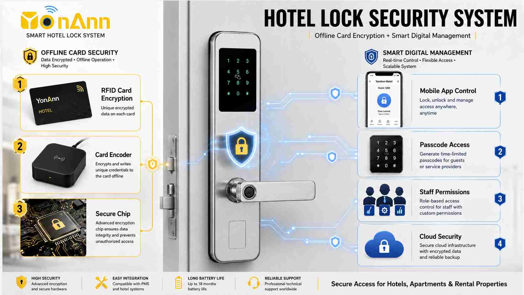Smart hotel lock system infographic